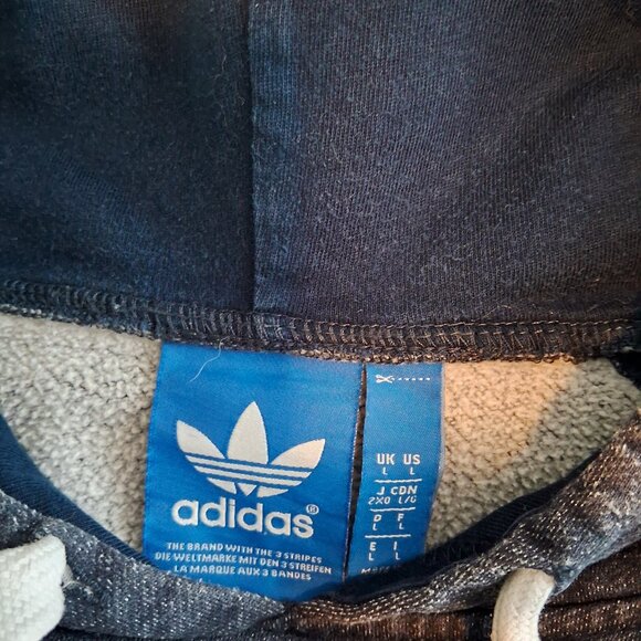 Adidas Original blue jeans Trefoil logo Pullover Hoodie Womens Size L - Picture 7 of 9